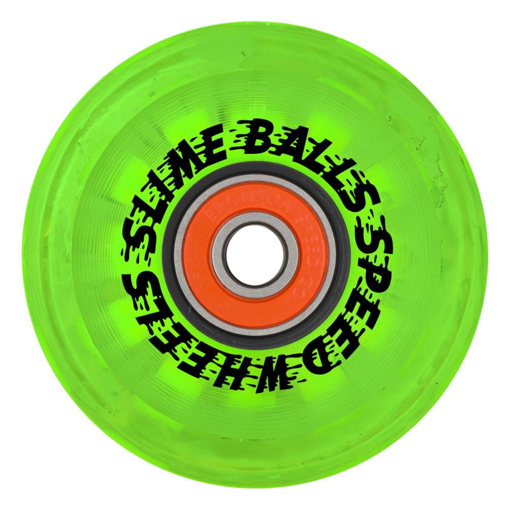 Slime Balls Light Up Skateboard Wheels SB Cafe OG Soft 78a Green 60mm with Bronson G2 Bearings