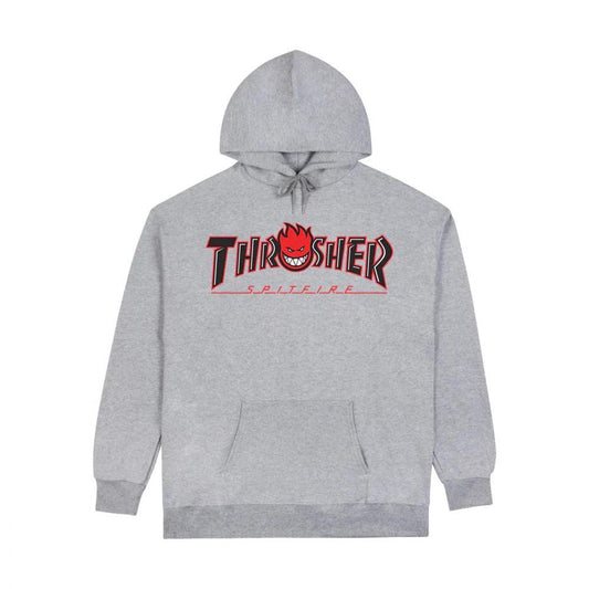 Thrasher x Spitfire Hooded Sweatshirt Big Head Outline Ash