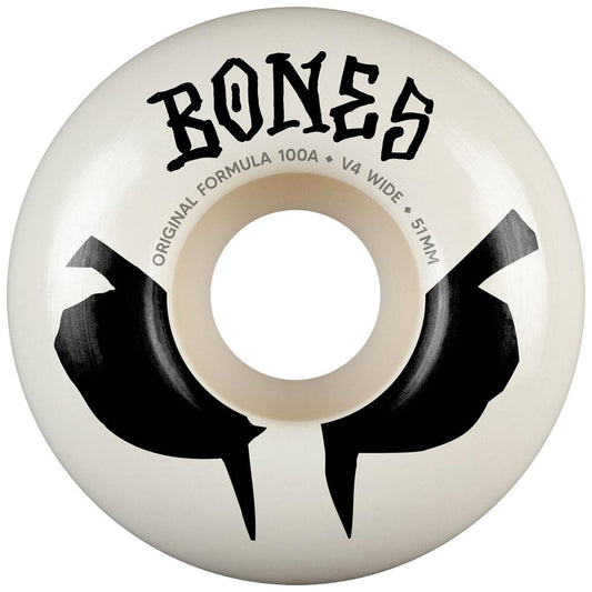 BONES Skateboard Wheels OG Formula V4 Wide White SP26 51mm 100A
