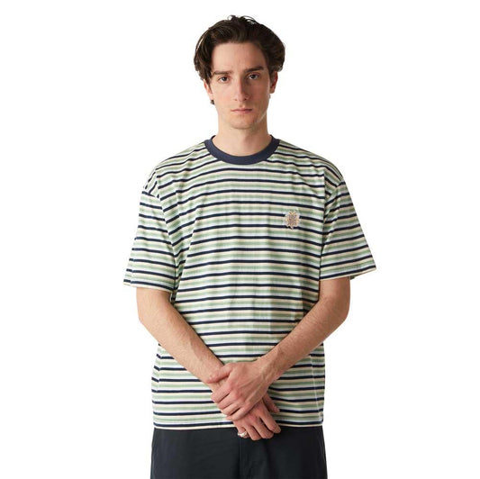 Huf Apollo Striped Short Sleeve Knit Boxy T-Shirt Blue