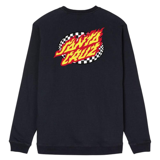 Santa Cruz Crew Oval Check Flame Crewneck Sweatshirt Black