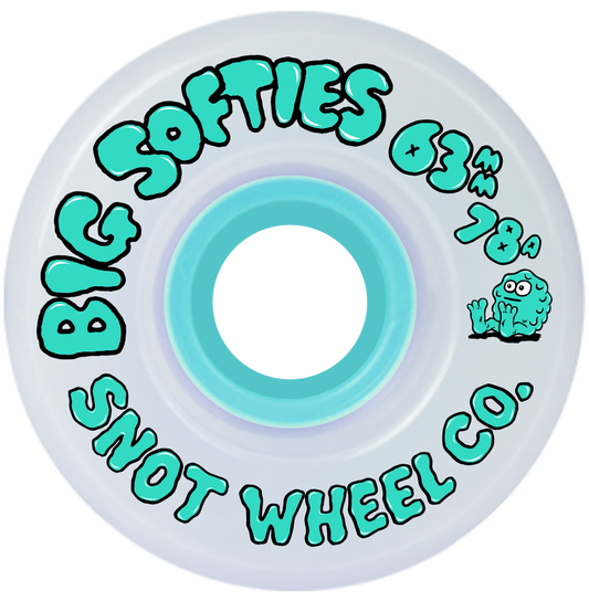 Snot Skateboard Wheels Big Softies 78A White Teal Core 63mm