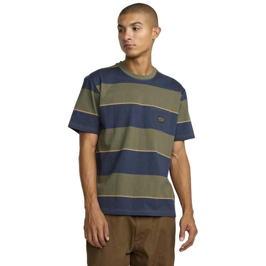 RVCA Dayshift Stripe Pocket T-Shirt Moody Blue