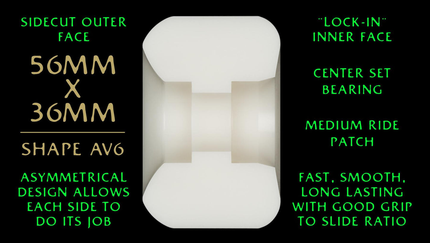 Powell Peralta Dragon Formula Skateboard Wheels Nano Rat 56mm x 36mm 88A AV6 Off White Green