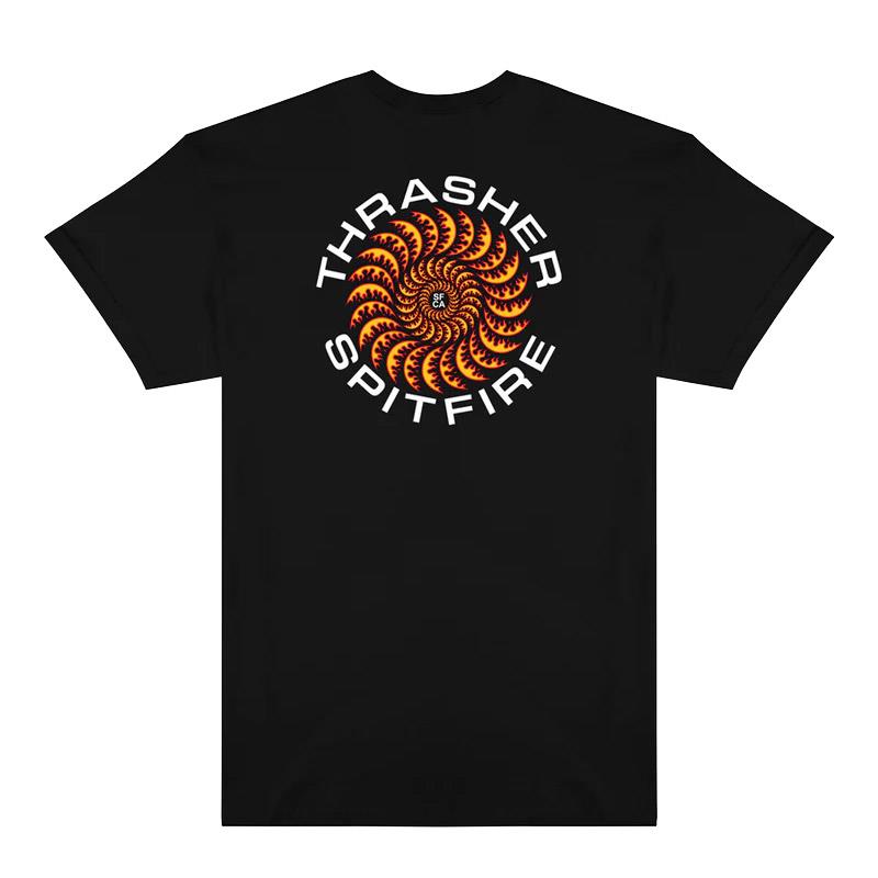 Thrasher x Spitfire T-Shirt Classic Swirl Black