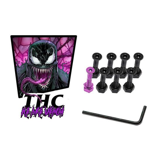 The Hardware Company THC Venom Purple Skateboard Nuts & Bolts 1" Allen Key & Sticker