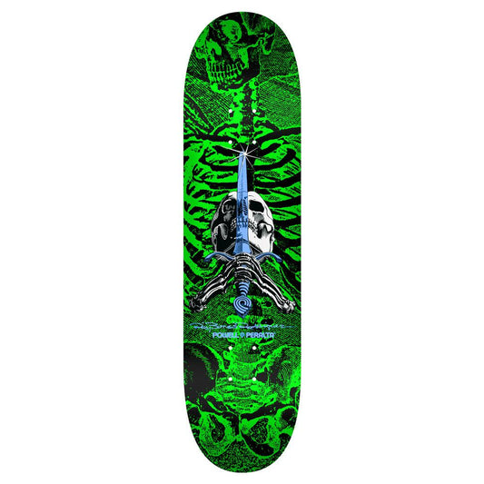 Powell Peralta Skull & Sword White Green Skateboard Deck 7.5"