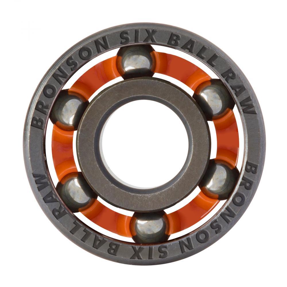 Bronson Speed Co. Skateboard Bearings Raw 6 Ball Silver Orange