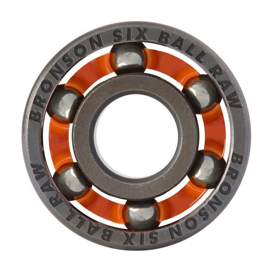 Bronson Speed Co. Skateboard Bearings Raw 6 Ball Silver Orange