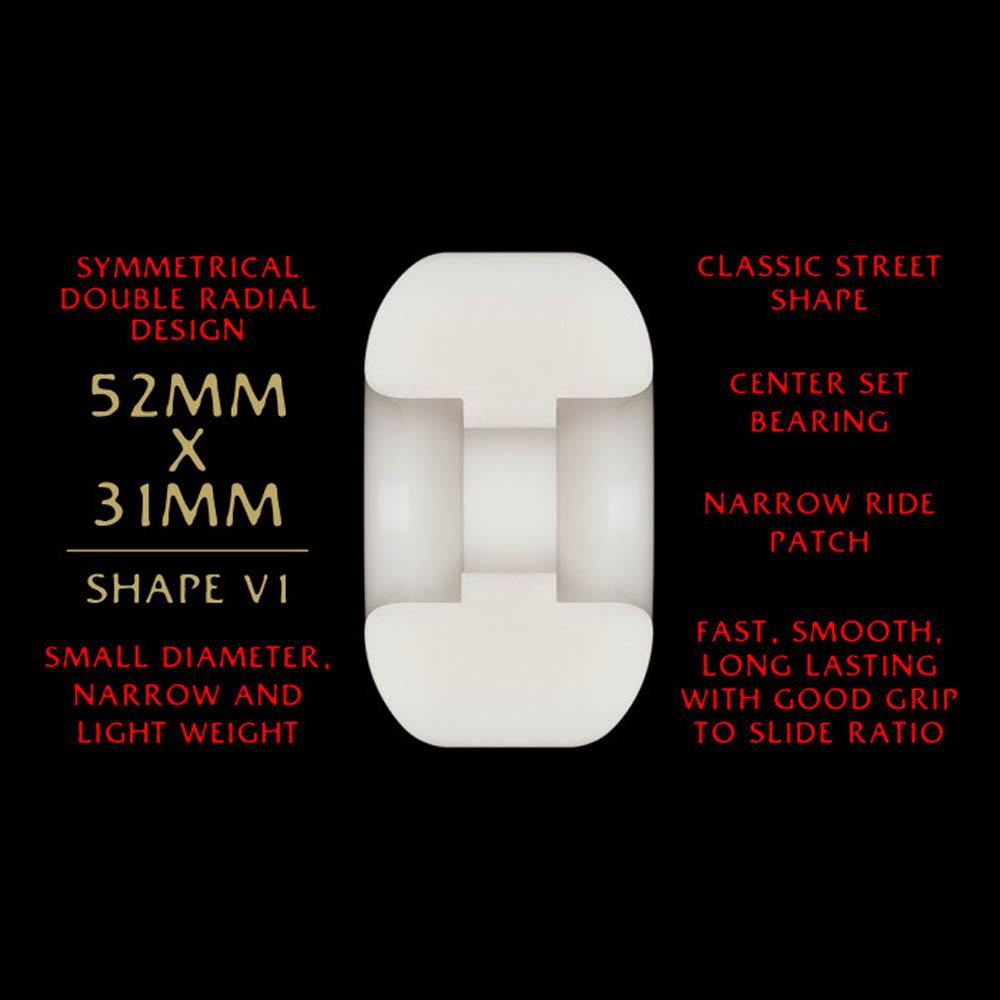 Powell Peralta Dragon Formula Skateboard Wheels 52mm x 31mm 93A V1 Off White Red