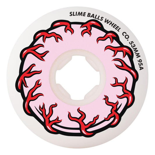 Slime Balls Skateboard Wheels Pink Eyes Vomit Mini 95a White 53mm