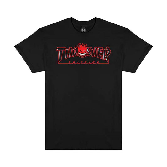 Thrasher x Spitfire T-Shirt Big Head Outline Black