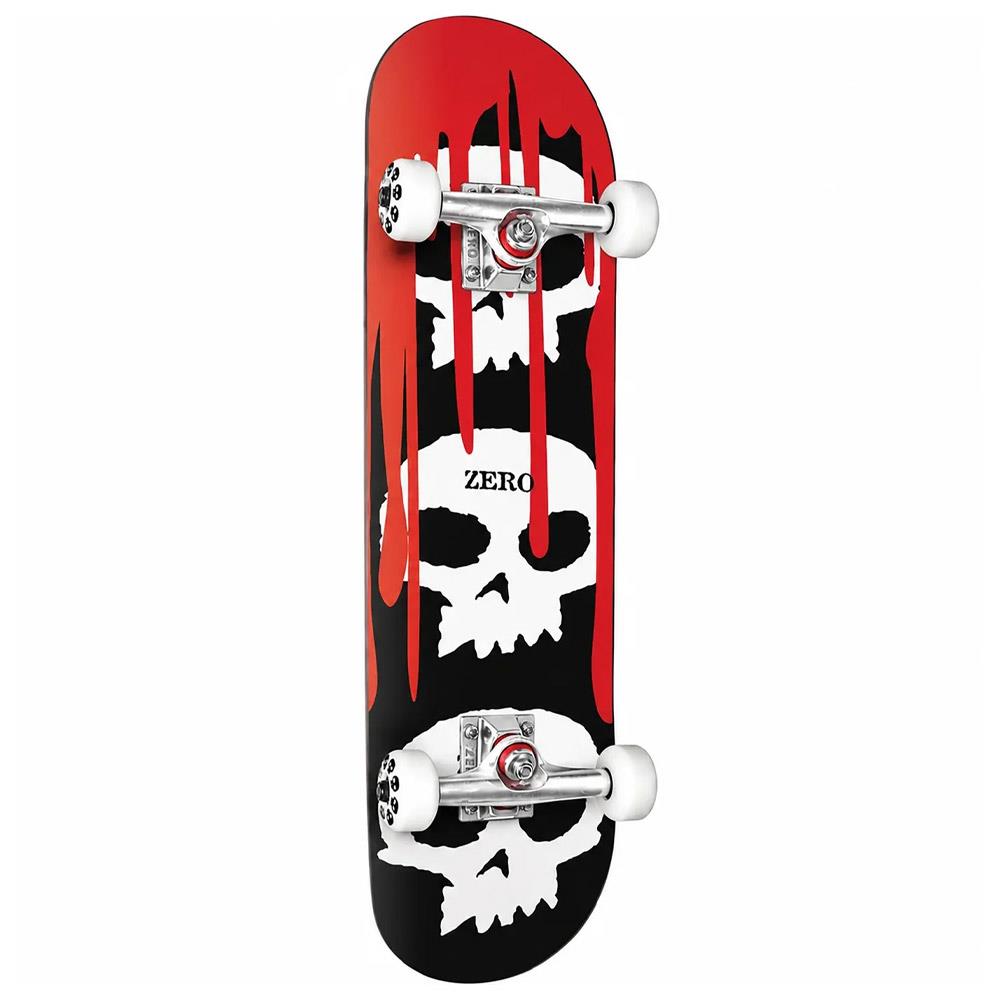 Zero 3 Skull Blood Resin7 Black Dipped Complete Skateboard 8"
