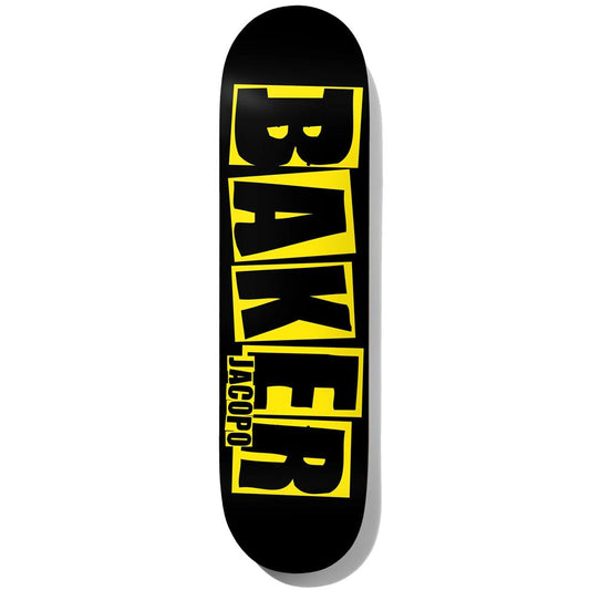 Baker Jacopo Carozzi Brand Logo Danger Skateboard Deck Yellow 8.0"