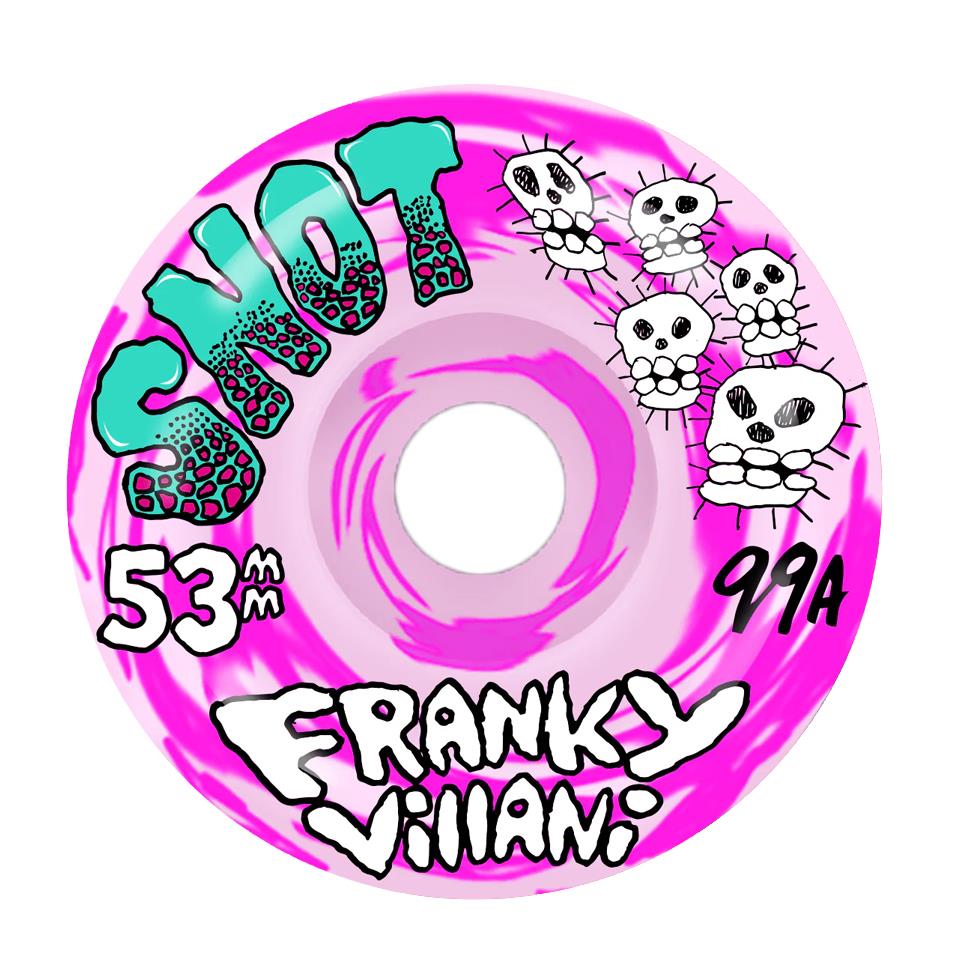 Snot Wheels Franky Skulls Pink Swirl Skateboard Wheels Classic 53mm 99A