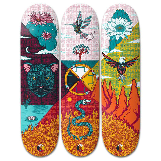 Drawing Boards The Medicine Wheel Full Set Of 3 Skateboard Decks 8.25"