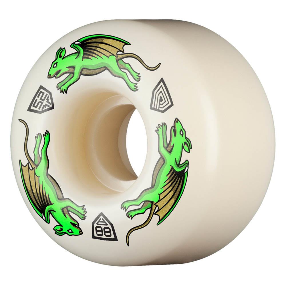 Powell Peralta Dragon Formula Skateboard Wheels Nano Rat 52mm x 34mm 88A AV4 Off White Green
