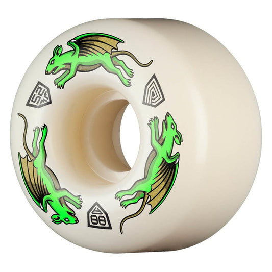 Powell Peralta Dragon Formula Skateboard Wheels Nano Rat 52mm x 34mm 88A AV4 Off White Green