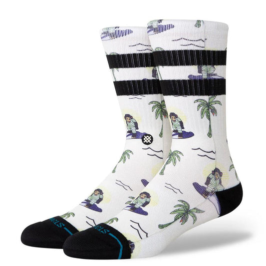Stance Socks Surfin Monkey Crew White Large