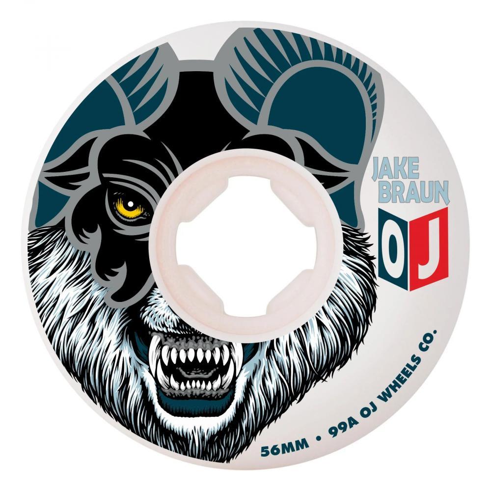 OJ Skateboard Wheels Jake Braun Wolf Elite 99A White 56mm