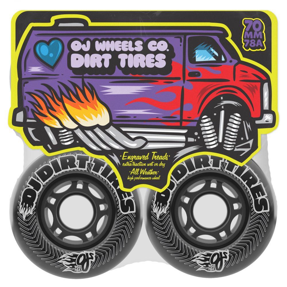 OJ Skateboard Wheels Vandals Dirt Tires Thunder Black 70mm