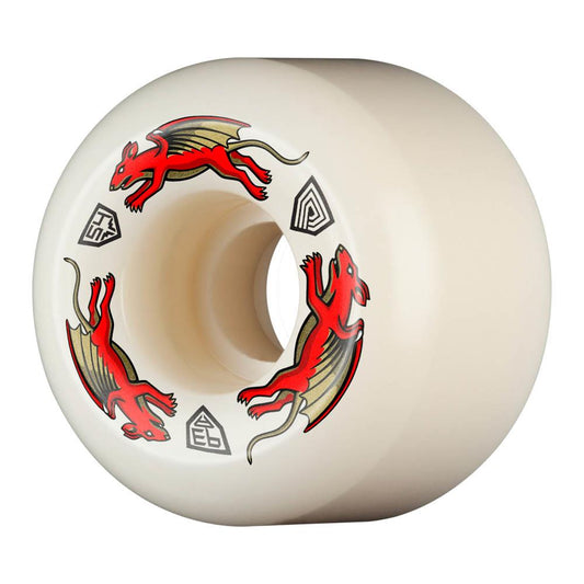 Powell Peralta Dragon Formula Skateboard Wheels Nano Rat 54mm x 34mm 93A V4 Off White Red