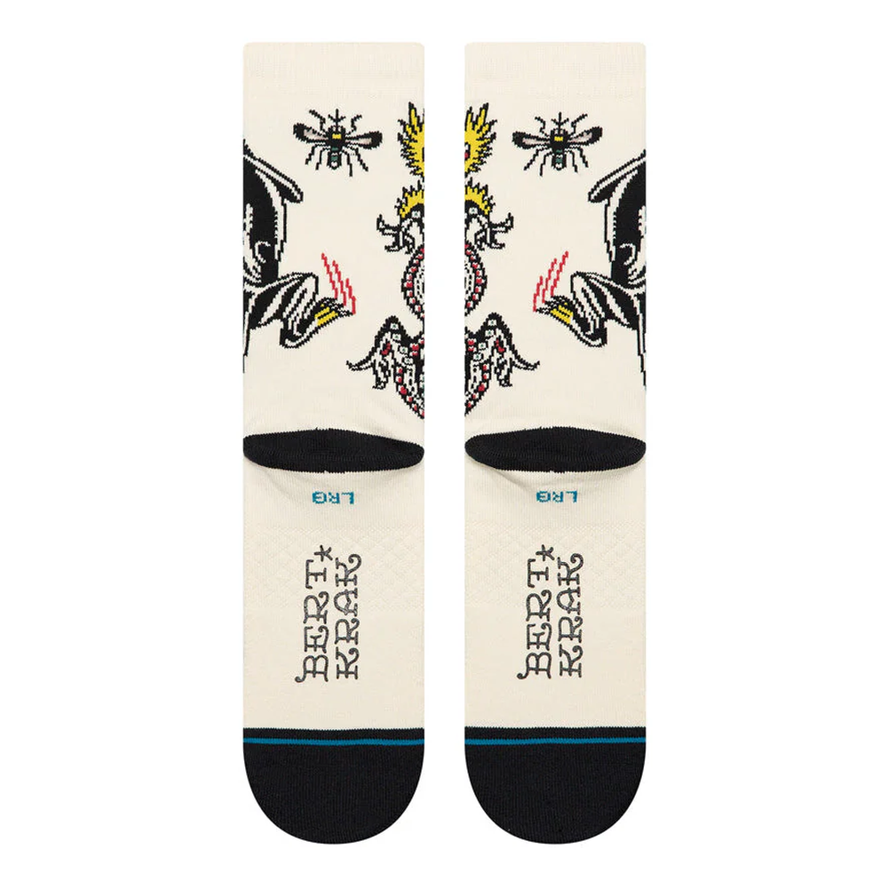 Stance X Bert Krak Battle Crew Socks Cream Large Uk7-11