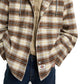 Dickies Eustis Hooded Flannel Shacket Egret Checkered