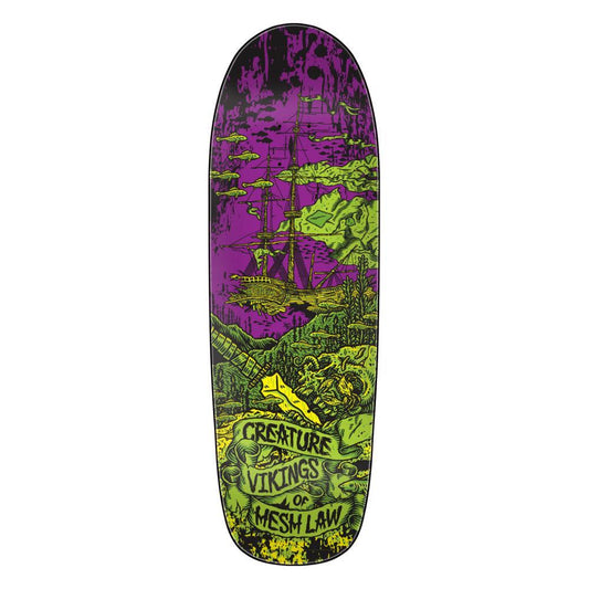Creature Team Viking of The Hesh Law XX Purple Green Skateboard Deck 9.55"