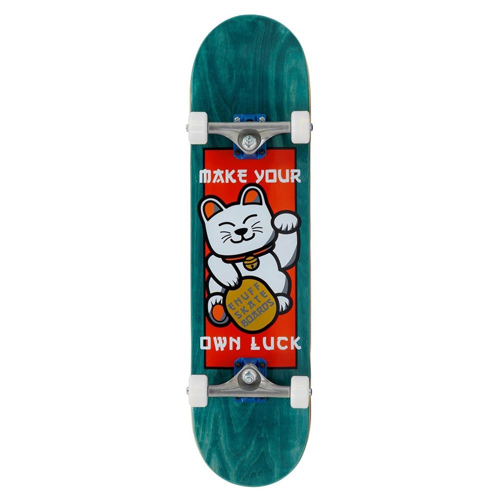 Enuff Lucky Cat Complete Skateboard 92A Medium Wheels Green 8"