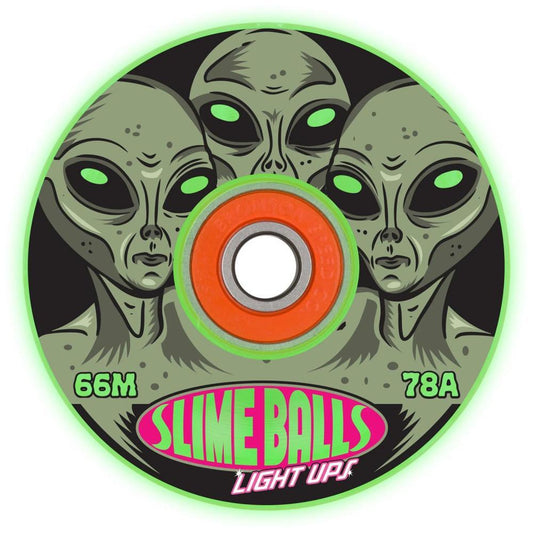 Slime Balls Skateboard Wheels Light Ups Friends of Planet 9 78a Green 66mm
