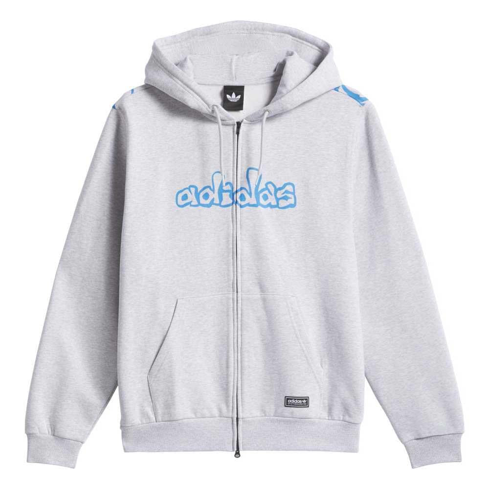 Adidas Skateboarding Kogan Zip Up Hooded Sweatshirt Light Grey Heather Blue