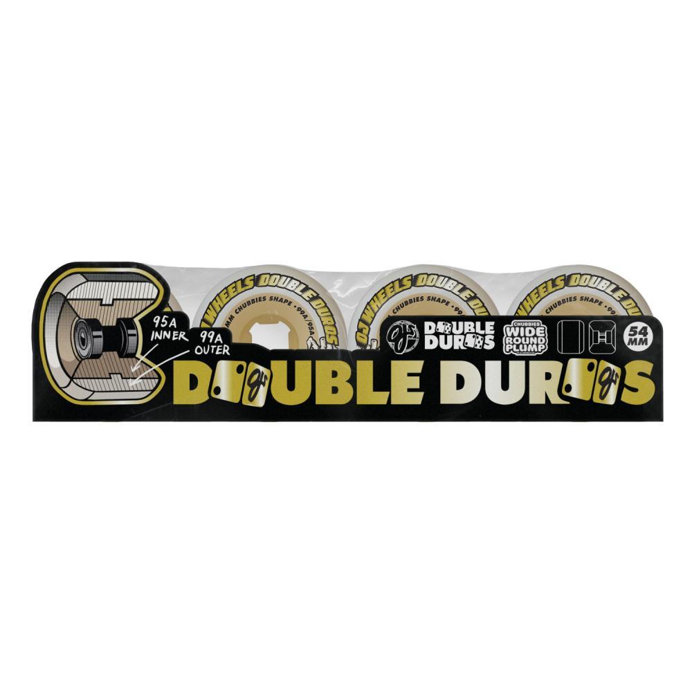 OJ Skateboard Wheels Team Double Duro Chubbies 99a White Gum 54mm