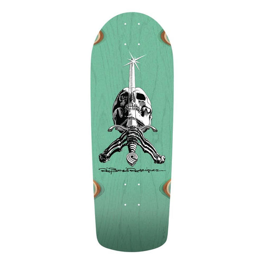 Powell Peralta Ray Rodriguez O.G. Skull & Sword '05' Snub Lt Skateboard Deck Teal Stain 10"
