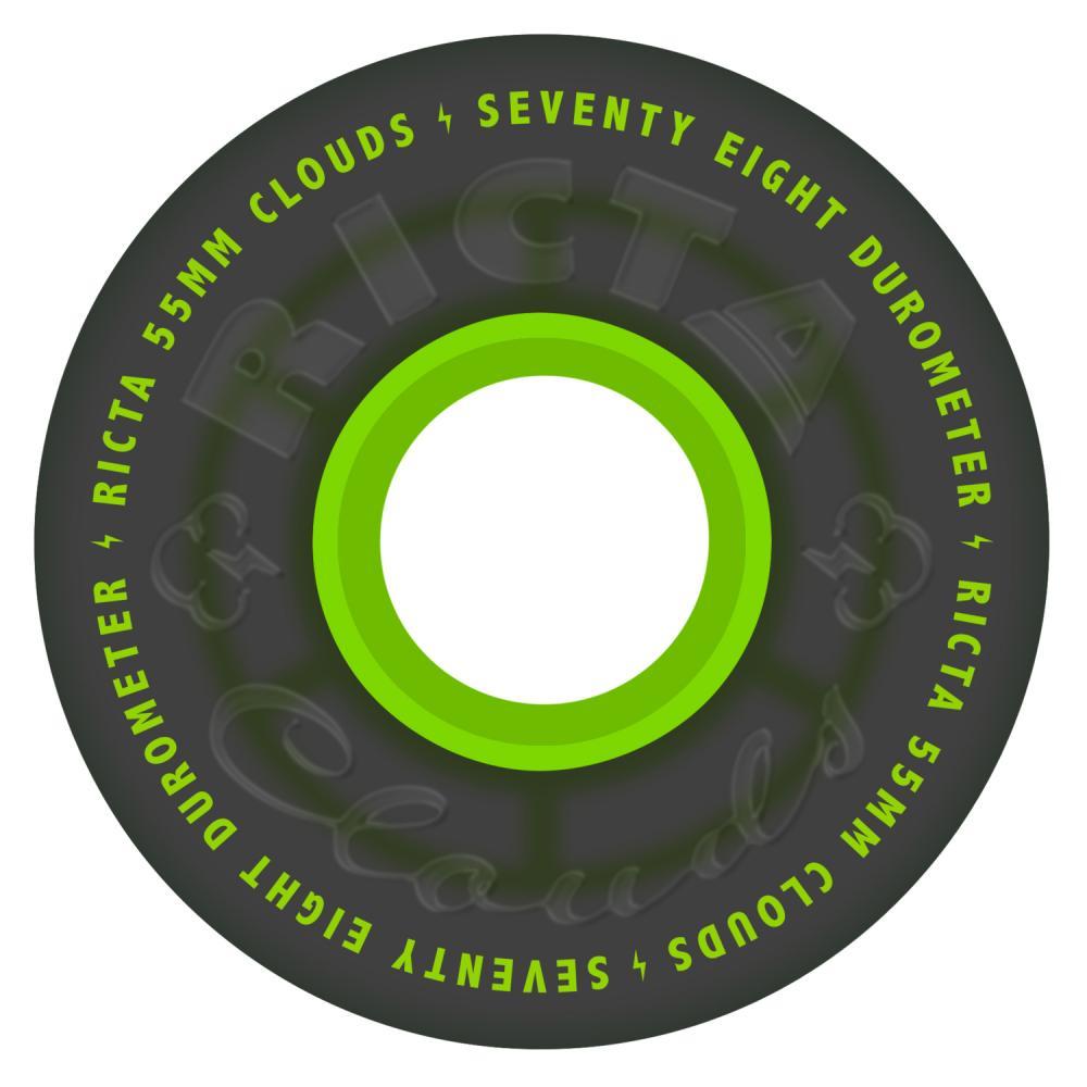 Ricta Skateboard Wheels Clouds Transparent Soft 78a Black/Green 55mm
