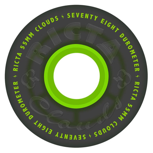 Ricta Skateboard Wheels Clouds Transparent Soft 78a Black/Green 55mm