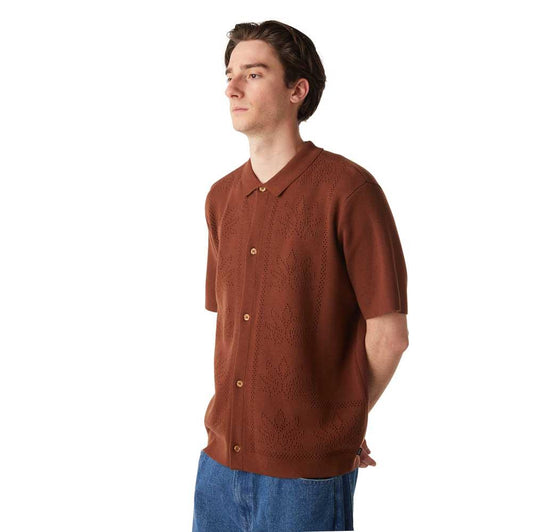 Huf Plantlife Perforated Short Sleeve Knit Top Sierra Brown