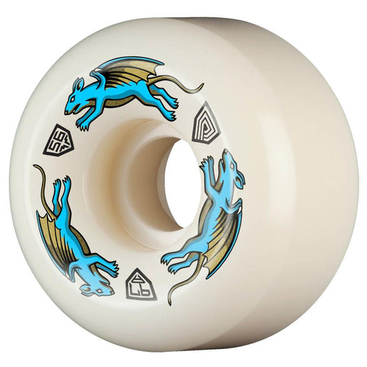 Powell Peralta Dragon Formula Skateboard Wheels Nano Rat 56mm x 39mm 97A AA2 Off White Blue