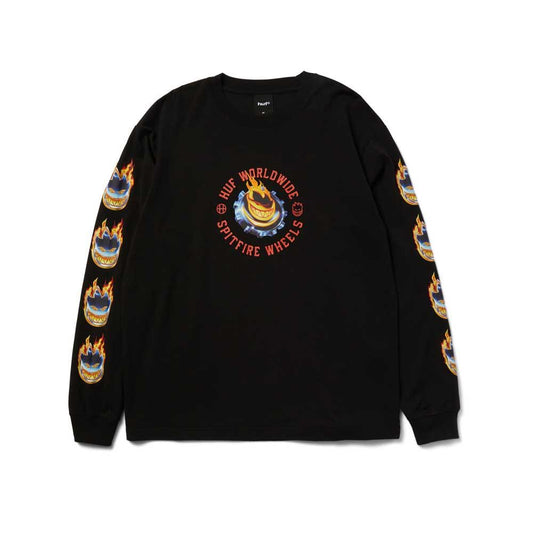 HUF X Spitfire Chrome Head Long Sleeve T-Shrirt Black