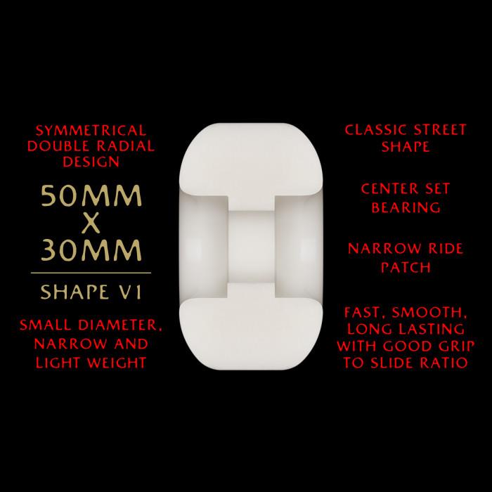 Powell Peralta Dragon Formula Skateboard Wheels 50mm x 30mm 93A V1 Off White Red