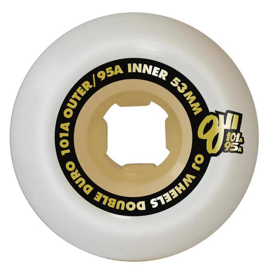 OJ Double Duro Skateboard Wheels Hardline 101a/95a White 53mm