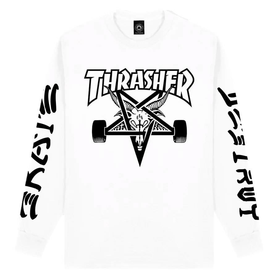 Thrasher Skate Mag Goat Destroy Long Sleeved T-Shirt White
