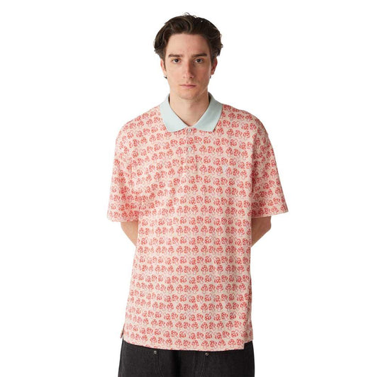 Huf Microdose Knit Short Sleeve Polo Shirt Red Blue