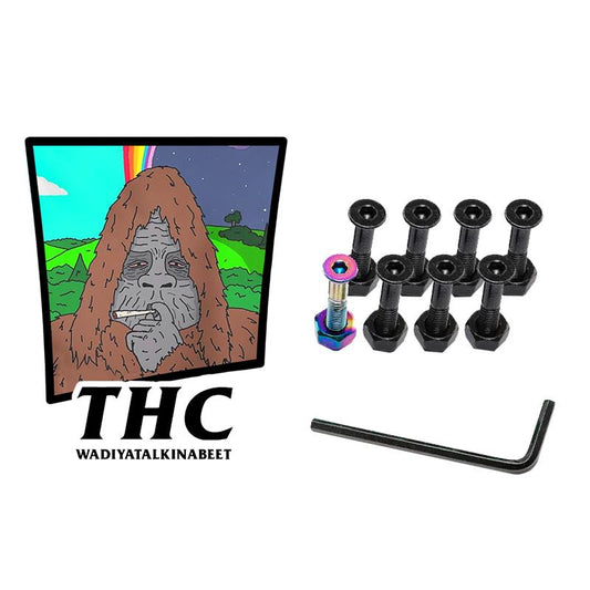 THC The Hardware Company Sassy Neo Skateboard Nuts & Bolts 1" Allen Key & Sticker