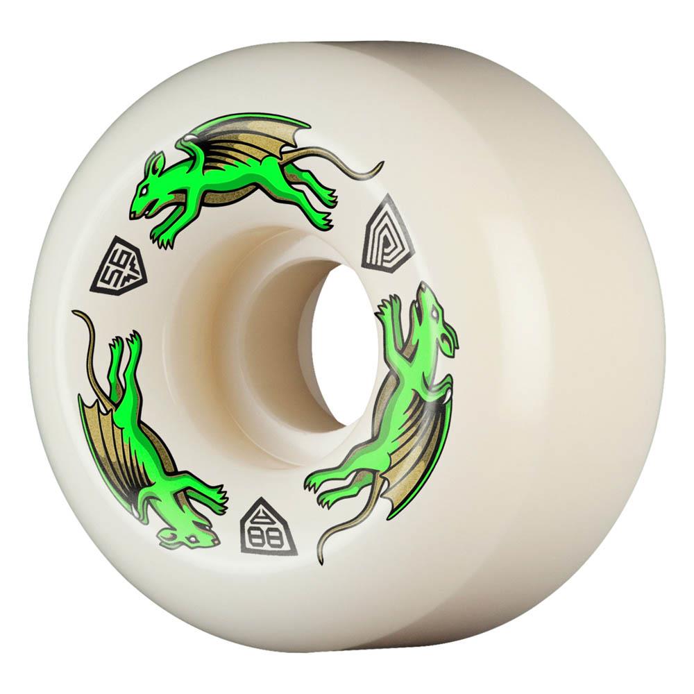 Powell Peralta Dragon Formula Skateboard Wheels Nano Rat 56mm x 36mm 88A AV6 Off White Green