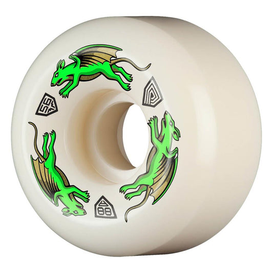 Powell Peralta Dragon Formula Skateboard Wheels Nano Rat 56mm x 36mm 88A AV6 Off White Green
