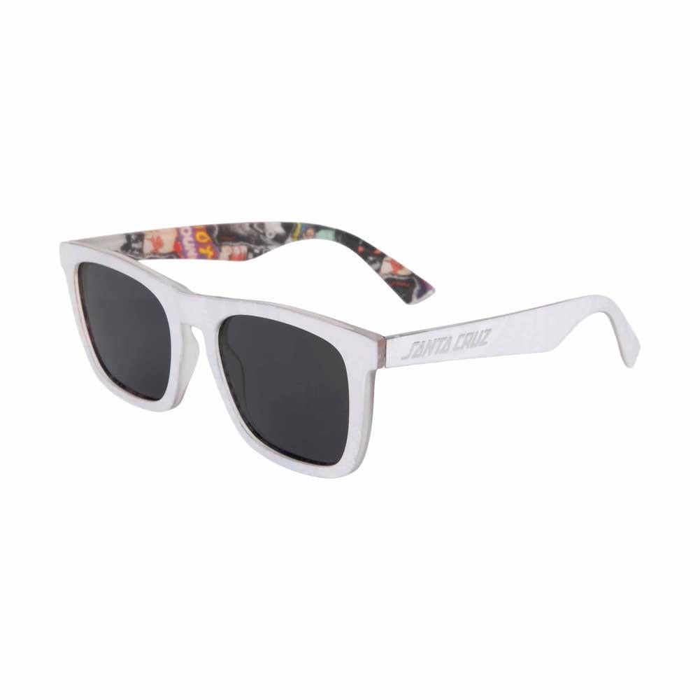 Santa Cruz Strip Sunglasses White Collage Black One Size