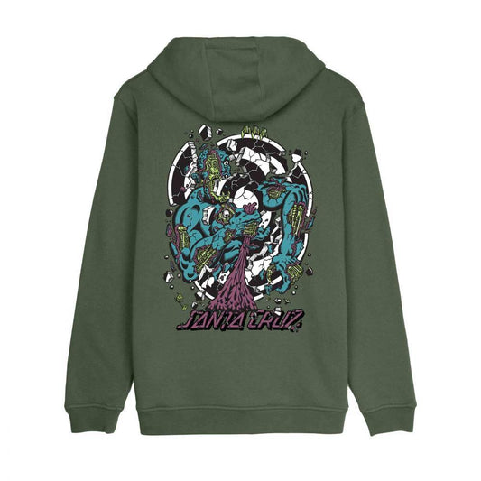 Santa Cruz Skateboards Hooded Sweatshirt Roskopp Dissect Strip Dark Moss