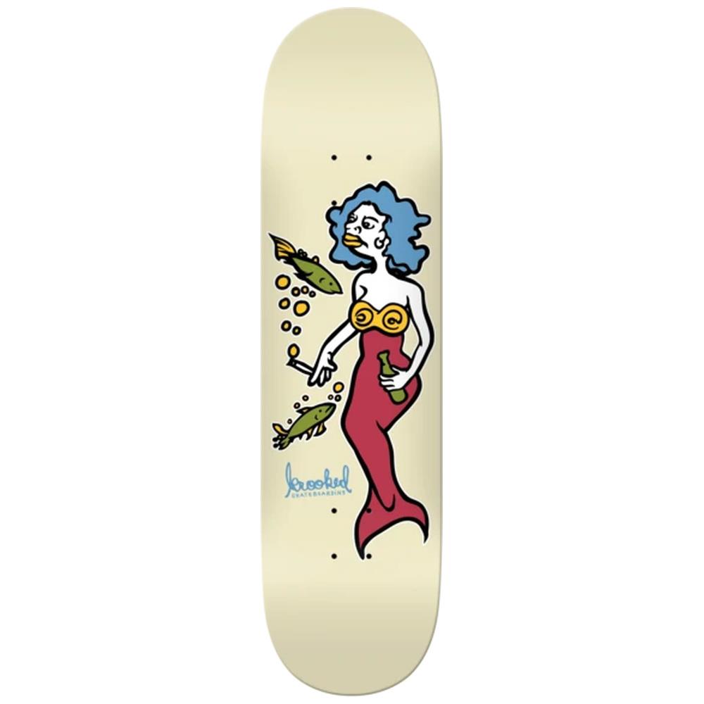 Krooked Dbx Team Mermaid Skateboard Deck Cream 8.5"