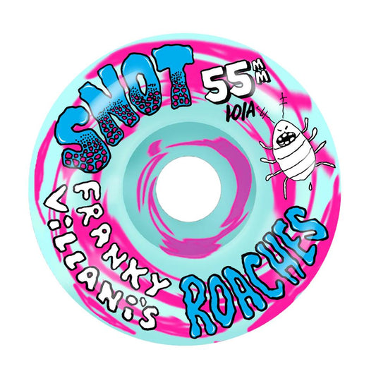 Snot Wheels Frankys Roaches Conical Pink Teal Swirl Skateboard Wheels 55mm 101A